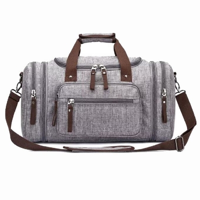 Большая винтажная дорожная сумка с несколькими отделениями, плечевой ремень, ручка, серый, унисекс