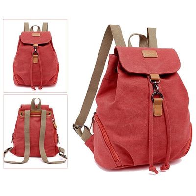 Рюкзак холста Drawstring девушек случайный с регулируемыми ремнями
