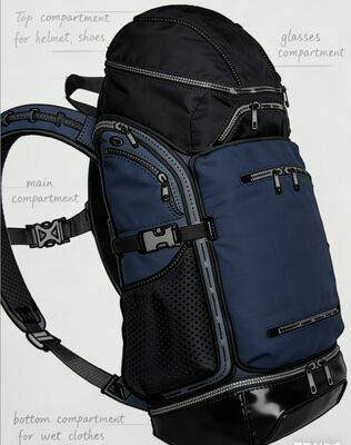 Водонепроницаемая спортивная сумка из полиэстера для активного отдыха с светоотражающими полосами и 5 отделениями для спортзала и путешествий